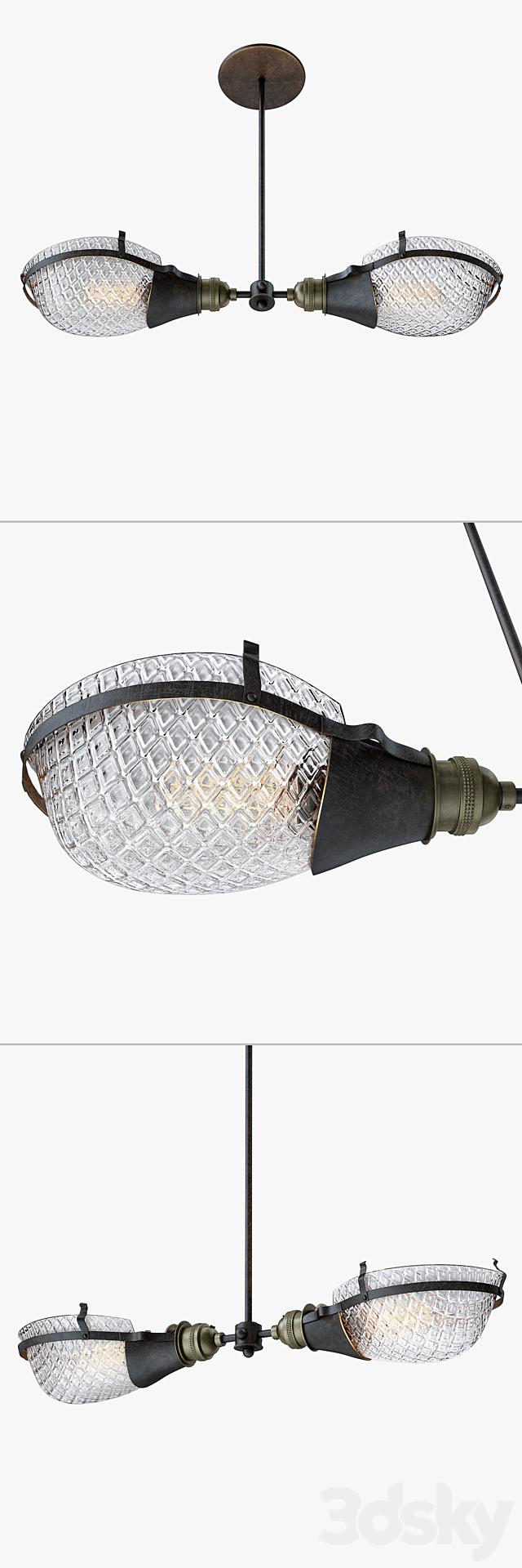 Early Style Quilted Glass Operating Room Light Pendent 3DSMax File - thumbnail 2