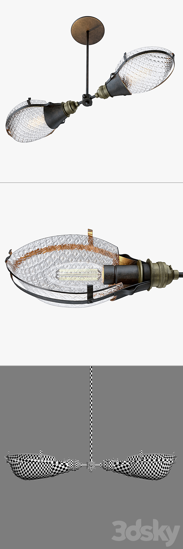 Early Style Quilted Glass Operating Room Light Pendent 3DSMax File - thumbnail 3