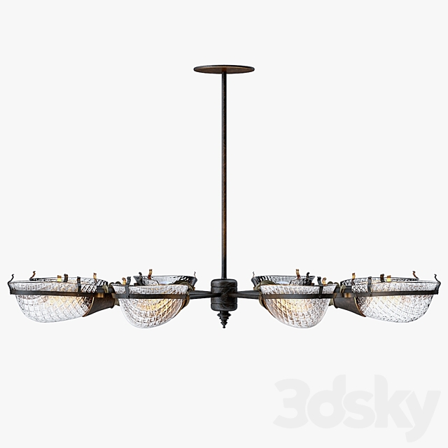 Early Style Quilted Glass Operating Room Light Chandelier 3DSMax File - thumbnail 2
