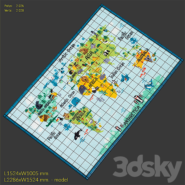 Carpet NuLoom Animal World Map Rug 3DSMax File - thumbnail 3