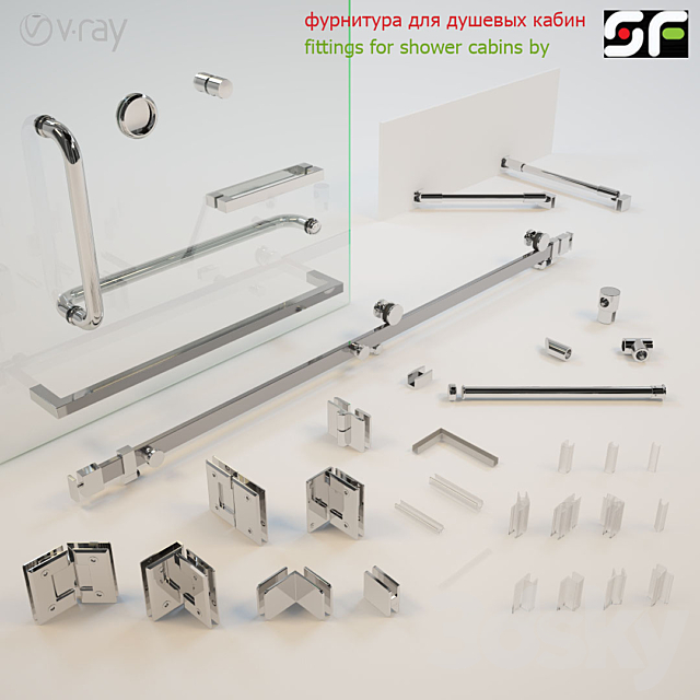 Accessories for glass shower enclosures 3DSMax File - thumbnail 1