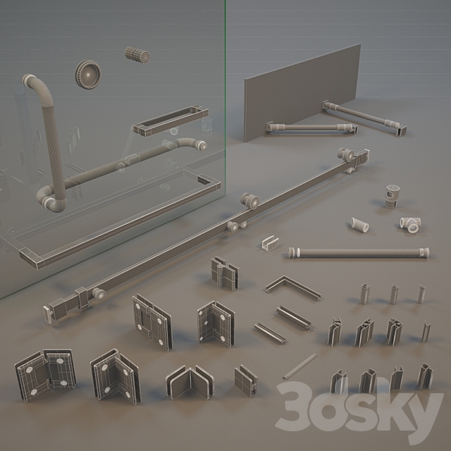 Accessories for glass shower enclosures 3DSMax File - thumbnail 2