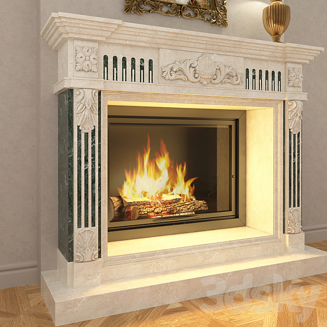 fireplaces. classical 3d