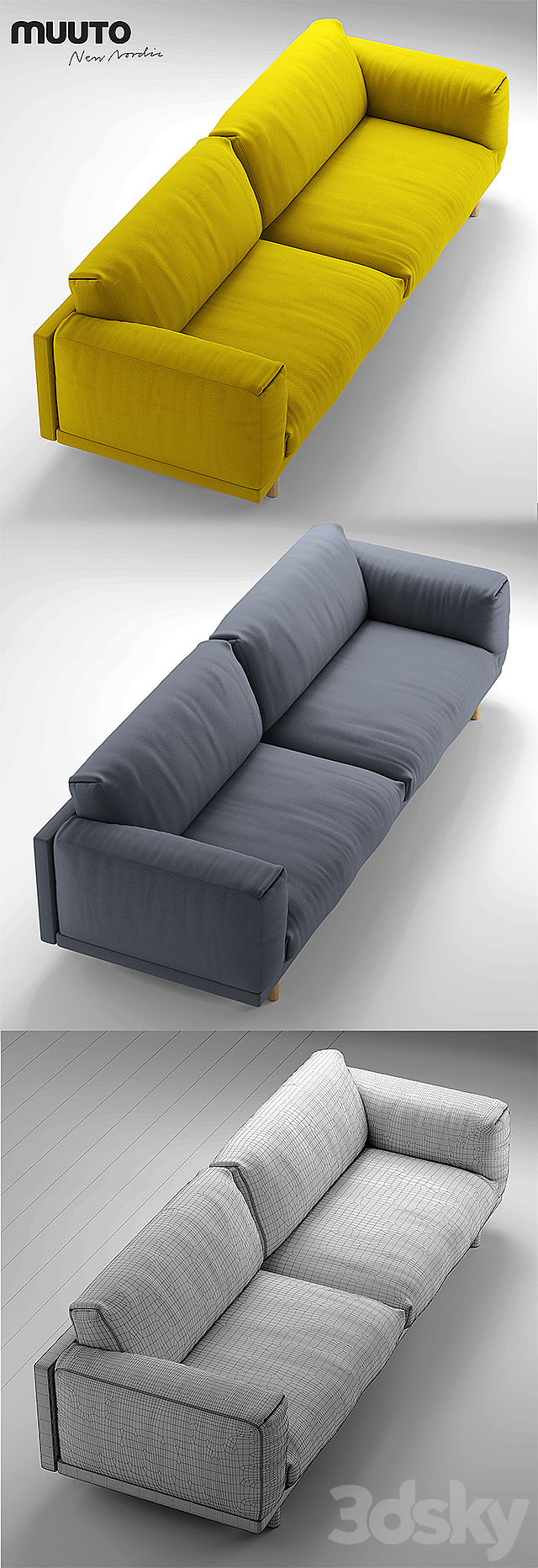 Muuto rest Sofa 3 seater sofa 3DSMax File - thumbnail 3