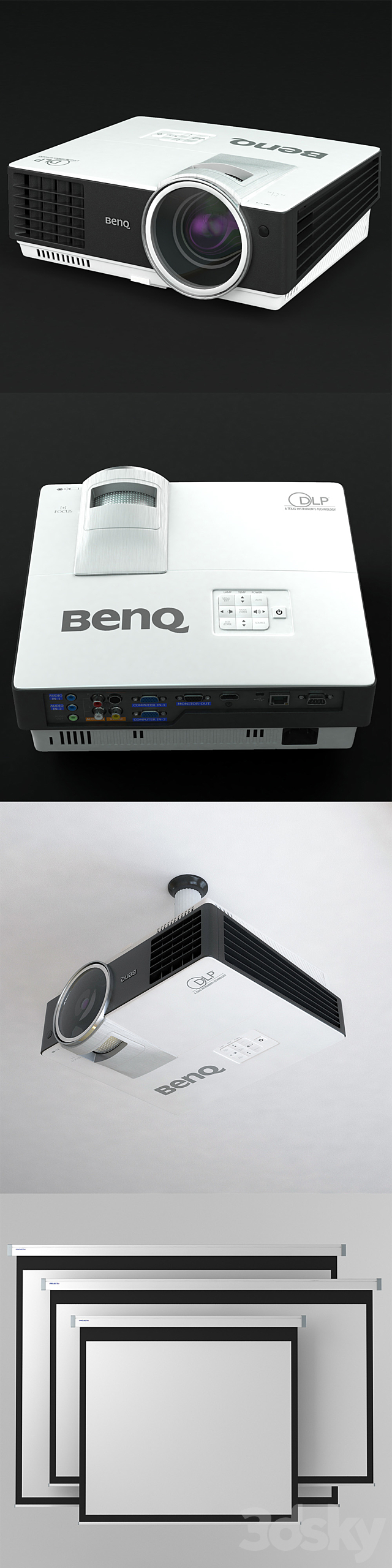 Projector BenQ MW817ST + screen + bracket 3d