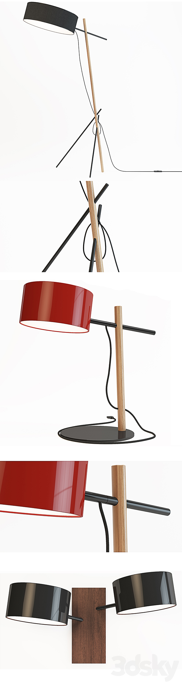Roll & Hill - Excel Desk. Floor Lamp. Double Sconce 3d