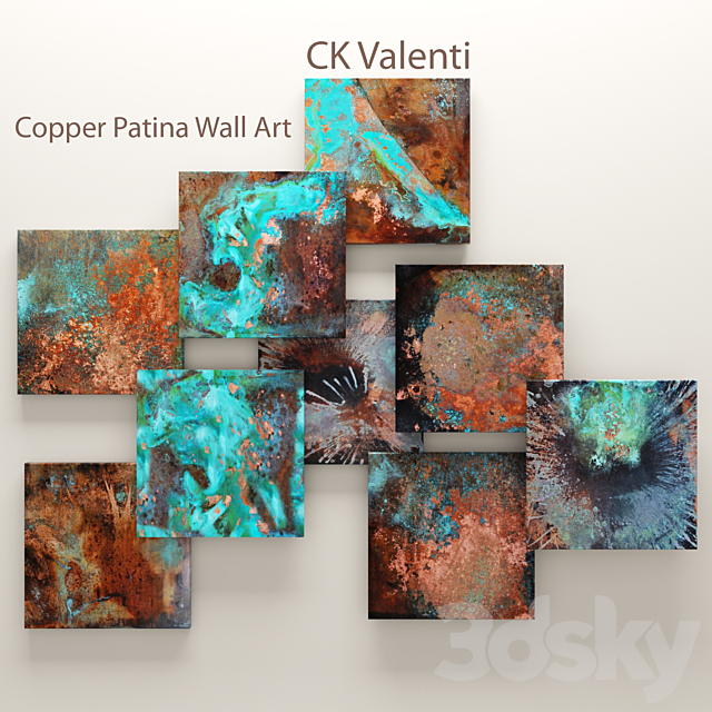 Copper Patina Wall Art. patina. abstraction. panel. copper decor. wall. metal. picture 3DSMax File - thumbnail 1