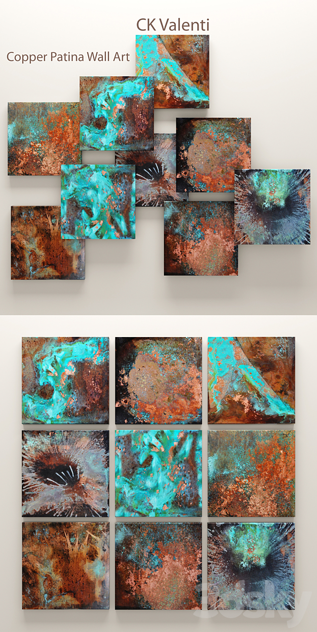 Copper Patina Wall Art. patina. abstraction. panel. copper decor. wall. metal. picture 3DSMax File - thumbnail 2