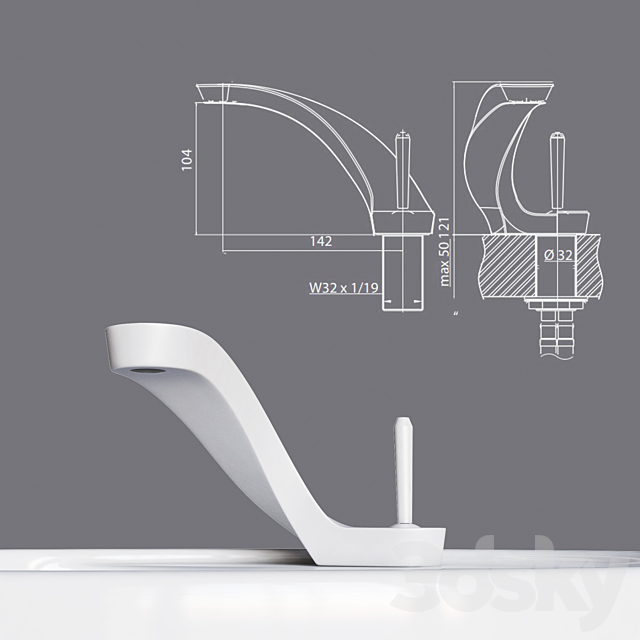 Ametis faucet and sink Inbani 3d
