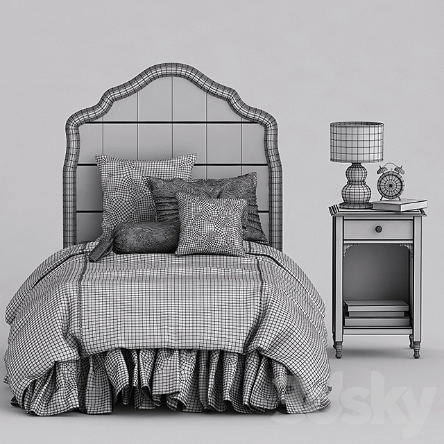 Baby bed and nightstand Juliette. Pottery barn kids 3DSMax File - thumbnail 3