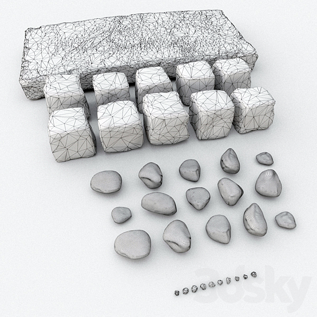 Set stones (dry and wet) 3DSMax File - thumbnail 3