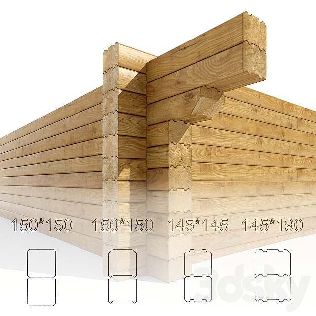 Timber for wood houses 3DSMax File - thumbnail 1