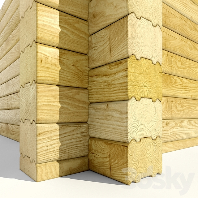 Timber for wood houses 3d