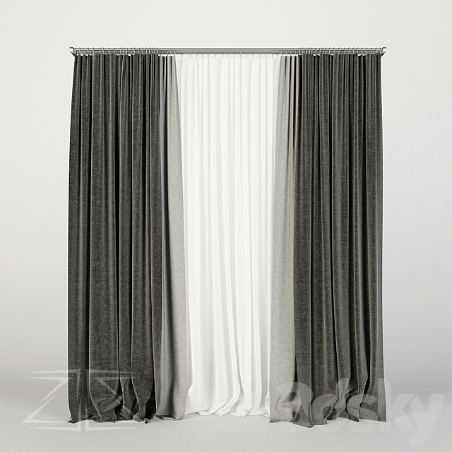 Three-row curtain 1 3d