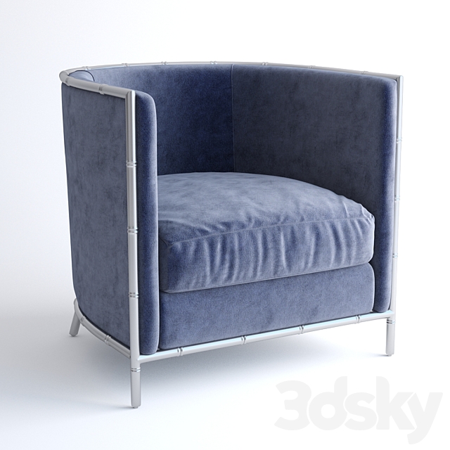 Bernhardt Luella Blue Velvet Chair 3DSMax File - thumbnail 1