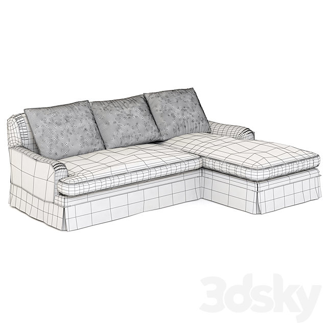 Restoration Hardware Belgian Classic Roll Arm Slipcovered Right-Arm Chaise Sectional 3DSMax File - thumbnail 2