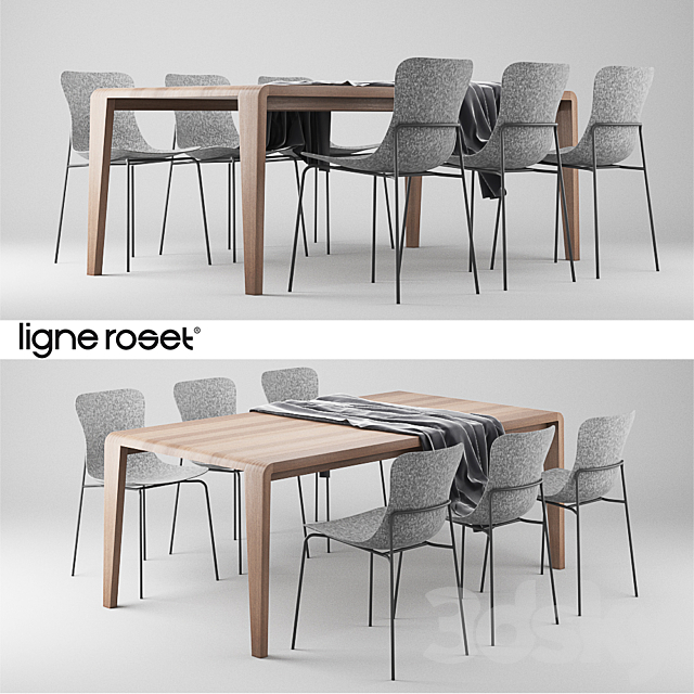 Ligne Roset SpiritOfForest Table and Ettoriano Chair 3DSMax File - thumbnail 1