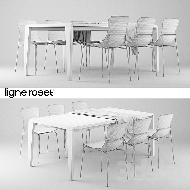Ligne Roset SpiritOfForest Table and Ettoriano Chair 3DSMax File - thumbnail 2