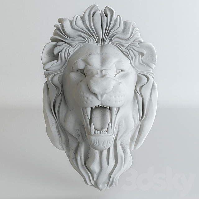 Plaster head of a lion 3d