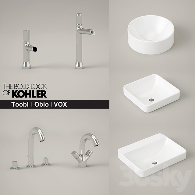 KOHLER Toobi and Oblo faucets and Vox sinks 3DSMax File - thumbnail 1