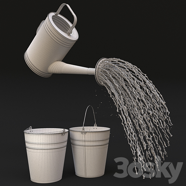 Watering with buckets 3d