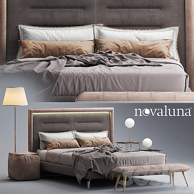 Bed Novaluna QUEEN Fabric bed 3DSMax File - thumbnail 1