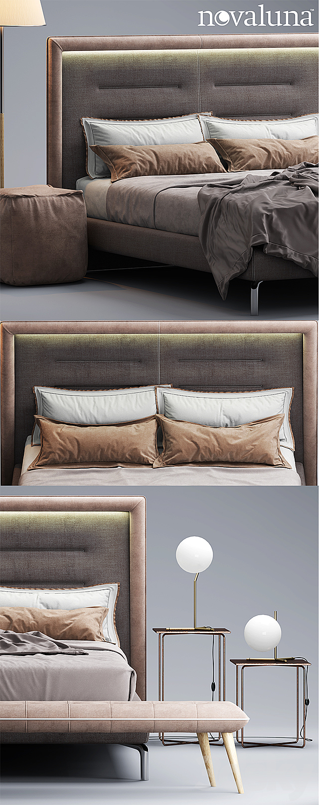Bed Novaluna QUEEN Fabric bed 3DSMax File - thumbnail 2