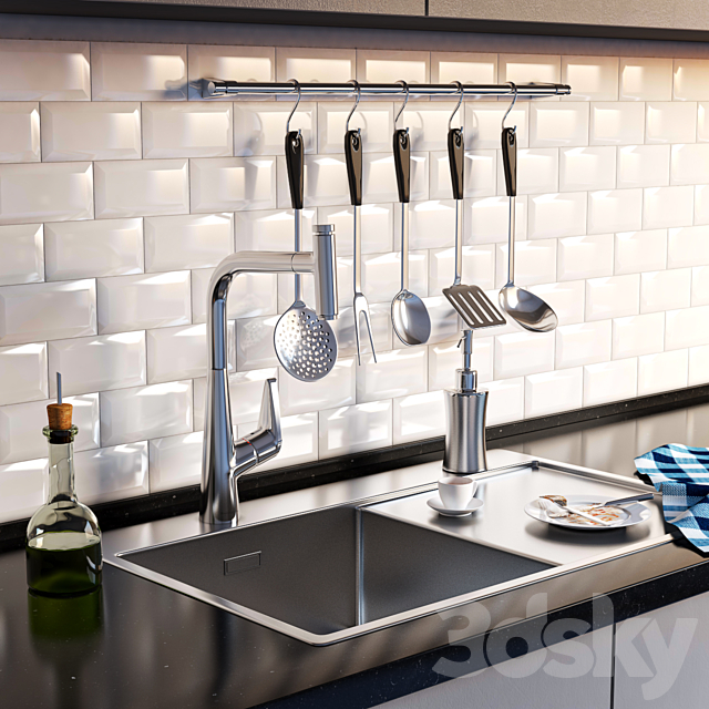 Complete kitchen sink. Artinox + Hansgrohe 3DSMax File - thumbnail 1