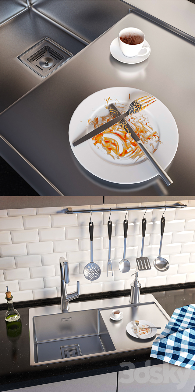 Complete kitchen sink. Artinox + Hansgrohe 3DSMax File - thumbnail 2