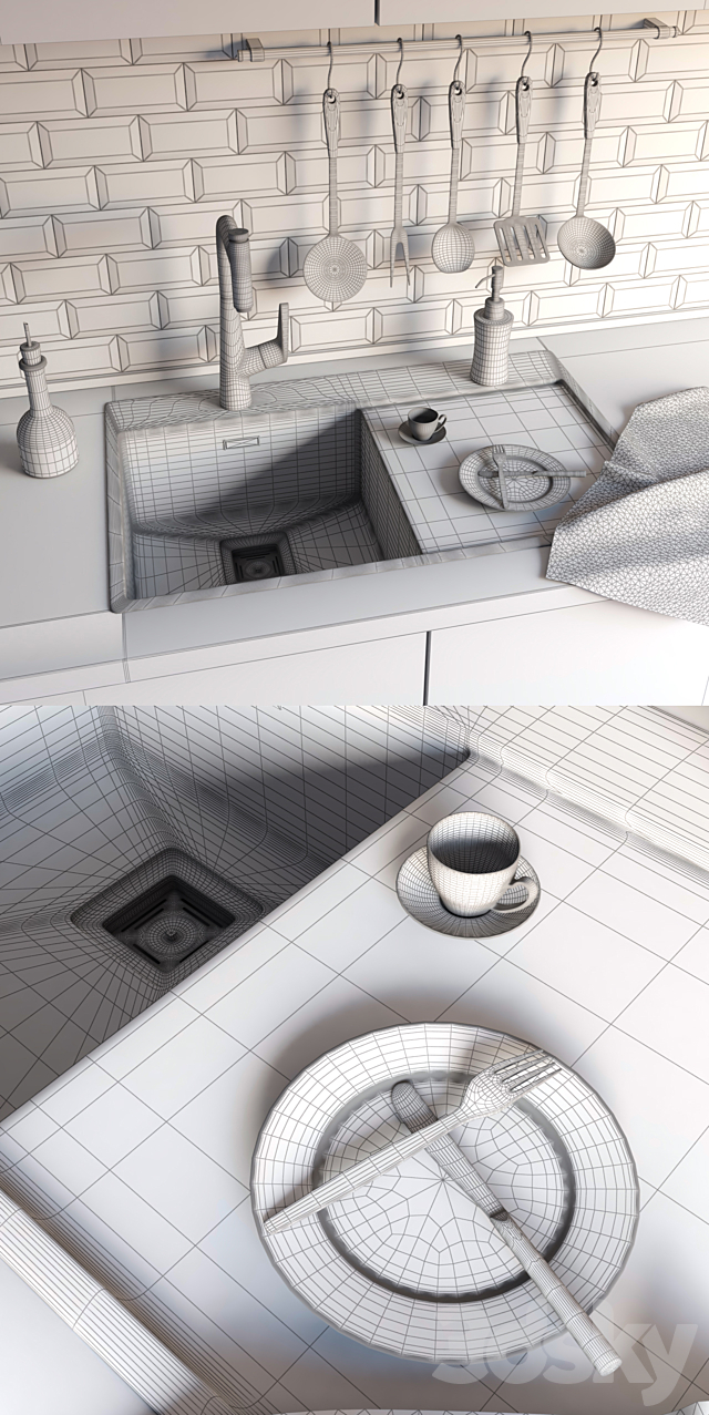 Complete kitchen sink. Artinox + Hansgrohe 3DSMax File - thumbnail 3