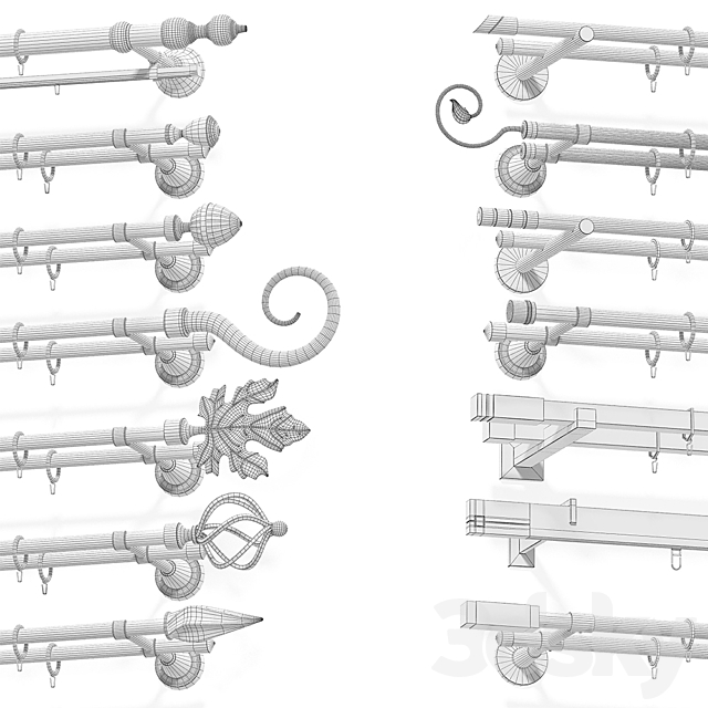 Curtain rails 14sht 3d