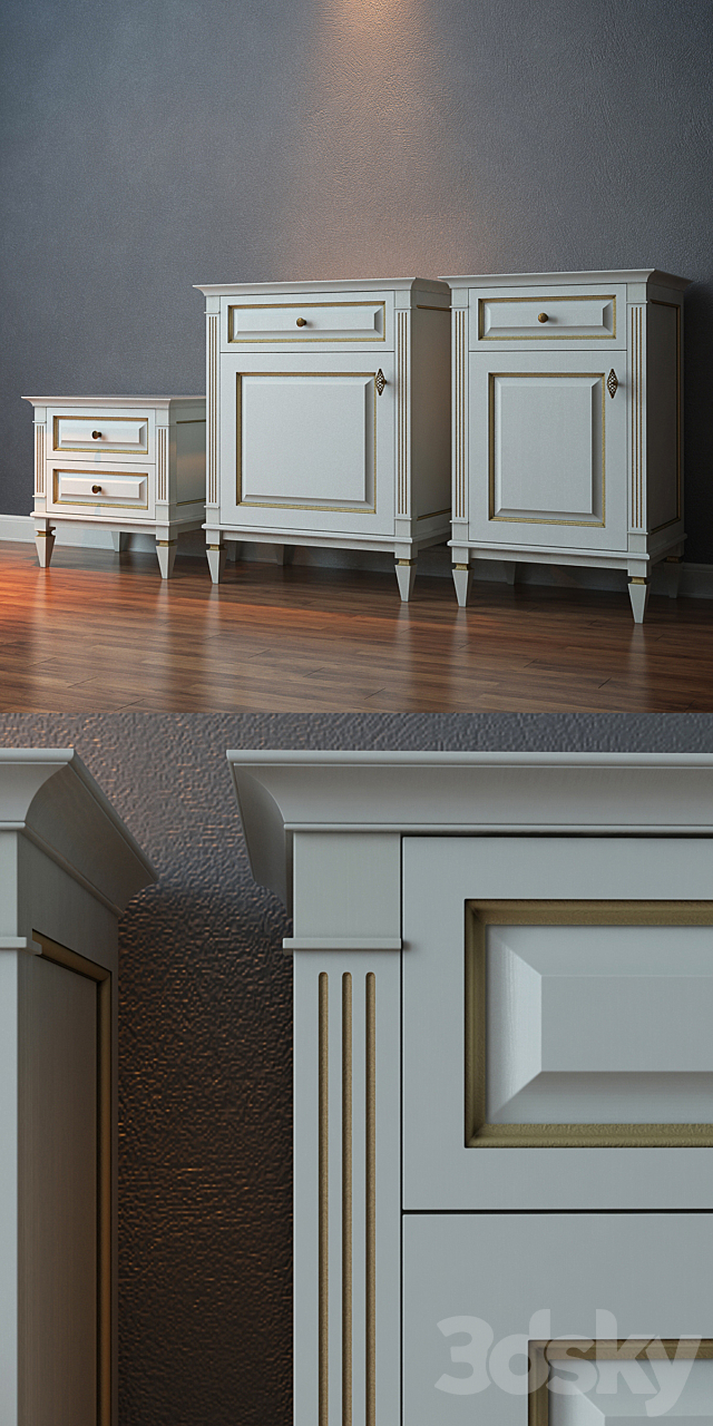 Cara Hardwood Bed Tables 3d