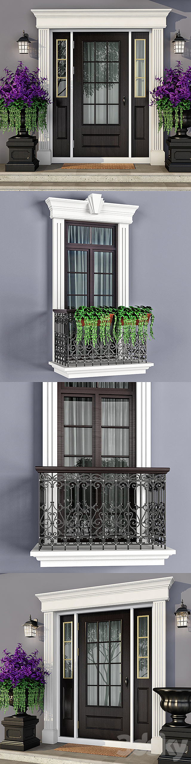 Windows and doors in the style of modern classics 3d