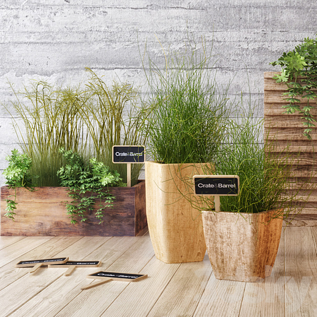 Crate & Barrel planter set 3d