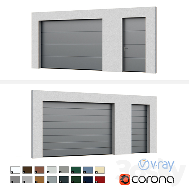 Sectional doors Hormann LPU open _ closed with side door Free Download