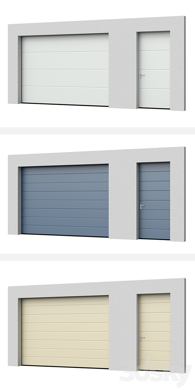 Sectional doors Hormann LPU open _ closed with side door 3d
