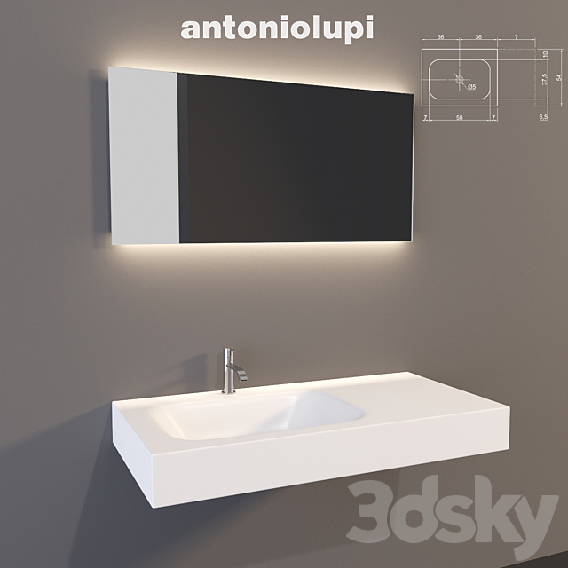 Toilet and bidet Komodo antonio lupi. Sink Segno and accessories sesamo Design Arkimera 3DSMax File - thumbnail 2