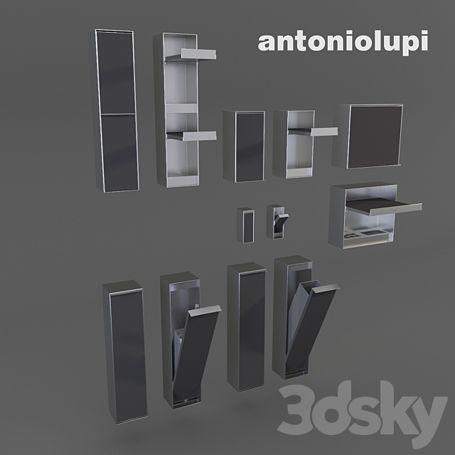 Toilet and bidet Komodo antonio lupi. Sink Segno and accessories sesamo Design Arkimera 3DSMax File - thumbnail 3