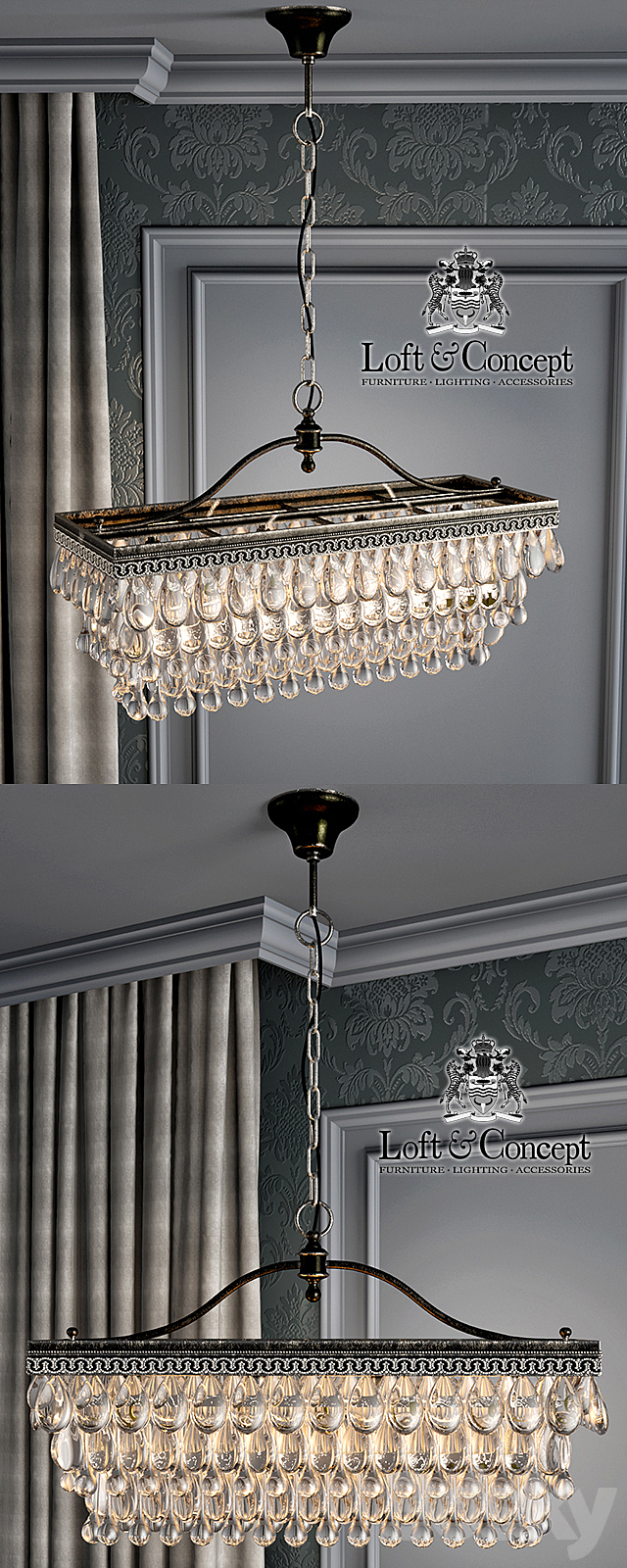 Clarissa Glass Drop Pendant 3d