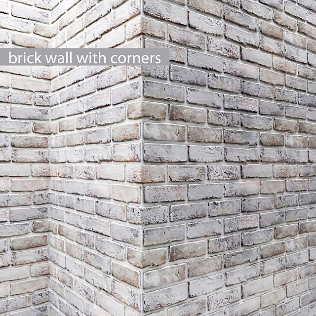 Brick wall with corners. Masonry. brick. loft. decorative. panel. wall. corner. whitewashed brick. white 3DSMax File - thumbnail 1