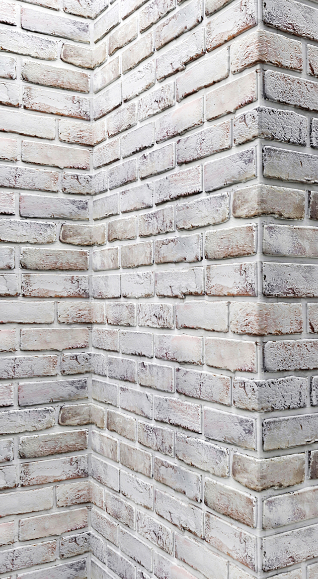 Brick wall with corners. Masonry. brick. loft. decorative. panel. wall. corner. whitewashed brick. white 3DSMax File - thumbnail 2