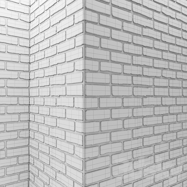 Brick wall with corners. Masonry. brick. loft. decorative. panel. wall. corner. whitewashed brick. white 3DSMax File - thumbnail 3