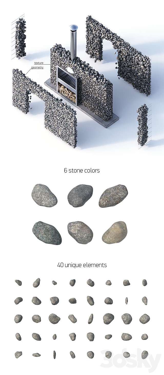 Modern BBQ gabion 3DS Max Model - thumbnail 2