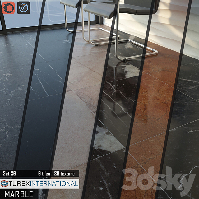 TUREX INTERNATIONAL Marble Tiles Set 39 3d