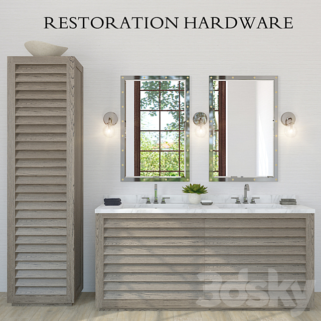 Restoration Hardware Grand Shutter vanity sink (2x) 3DSMax File - thumbnail 1