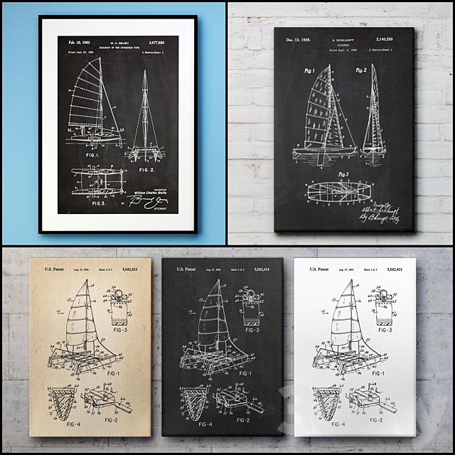 The picture in the frame. Collection 105. Sea theme 3d