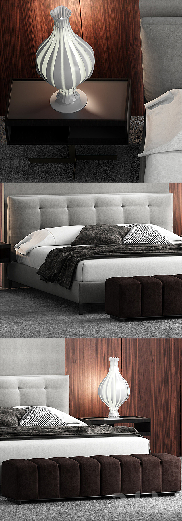 Bed minotti andersen bed QUILT 3DSMax File - thumbnail 2