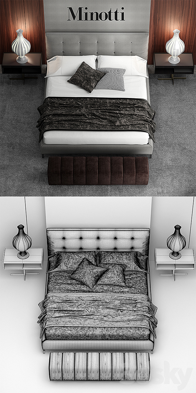 Bed minotti andersen bed QUILT 3DSMax File - thumbnail 3