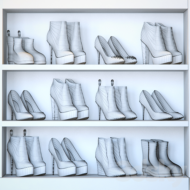 Woman shoes set – black 3DSMax File - thumbnail 2
