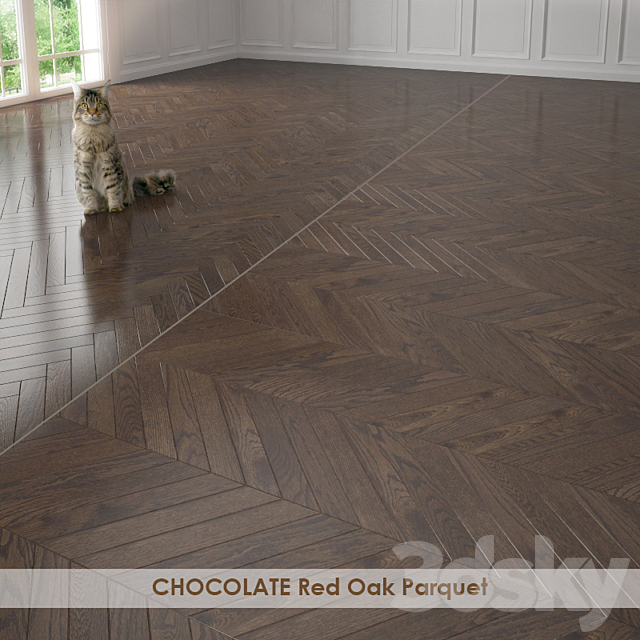 CHOCOLATE Red Oak Parquet 3d